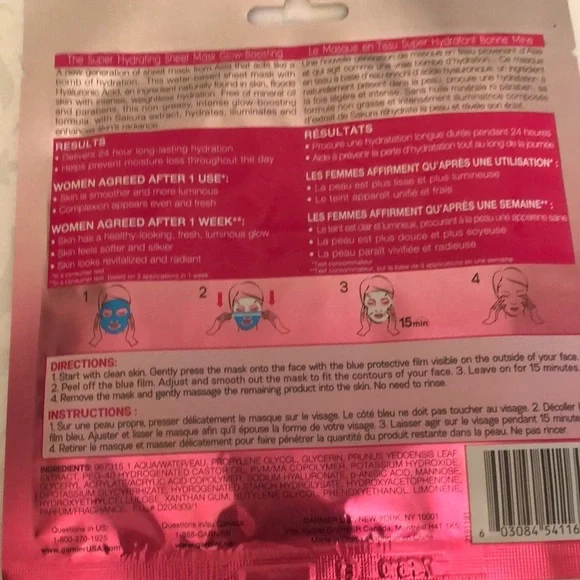 👀4/$25 Garnier 2 SkinActive Super Hydrating & Glow-Boosting Sheet Masks - Picture 3 of 7